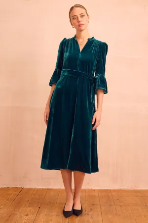 Comfy Elegance Astrid Velvet Dress | Teal