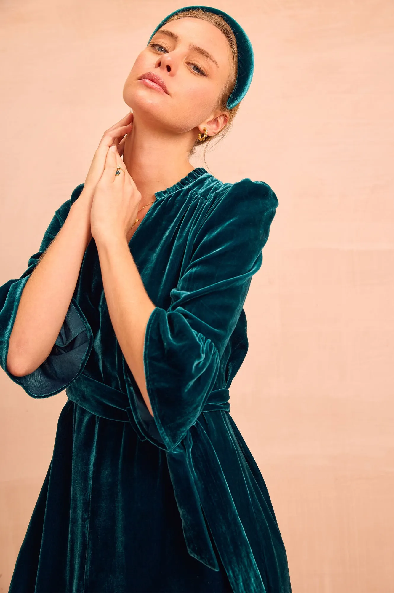 Light Dance Astrid Velvet Dress | Teal
