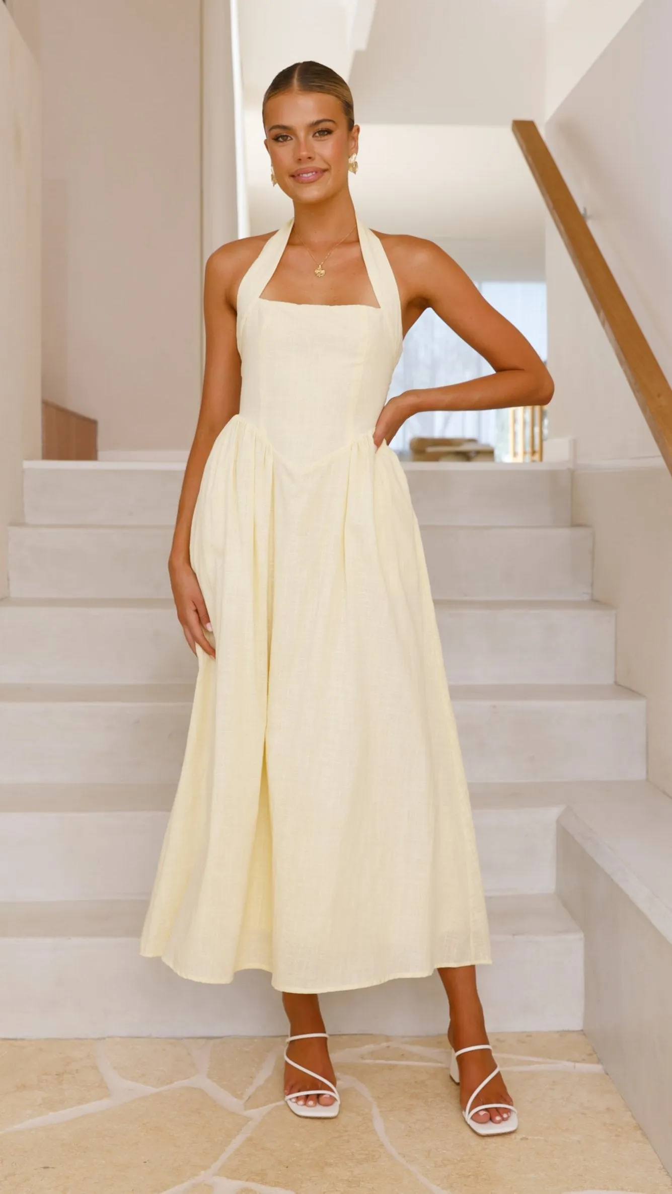 Crystal Glow Morning Mist Caden Maxi Dress - Lemon