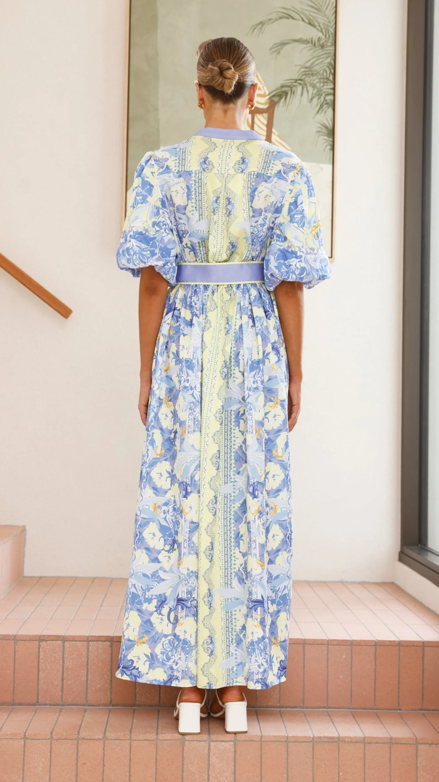 Claudelle Maxi Dress - Blue/Yellow Agate Glow Luxurious long dress