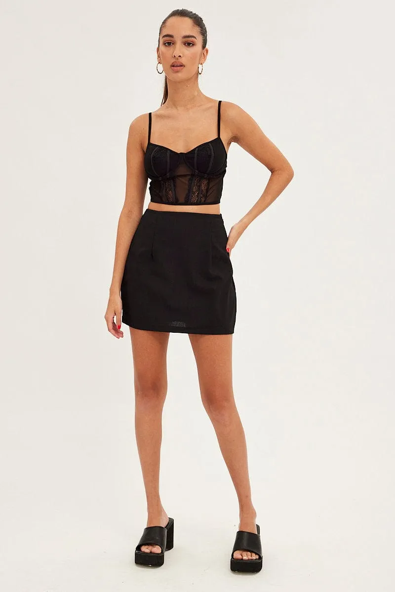 Flexible Outerwear Easy Tunic Black Crop Top Singlet Cami Lace