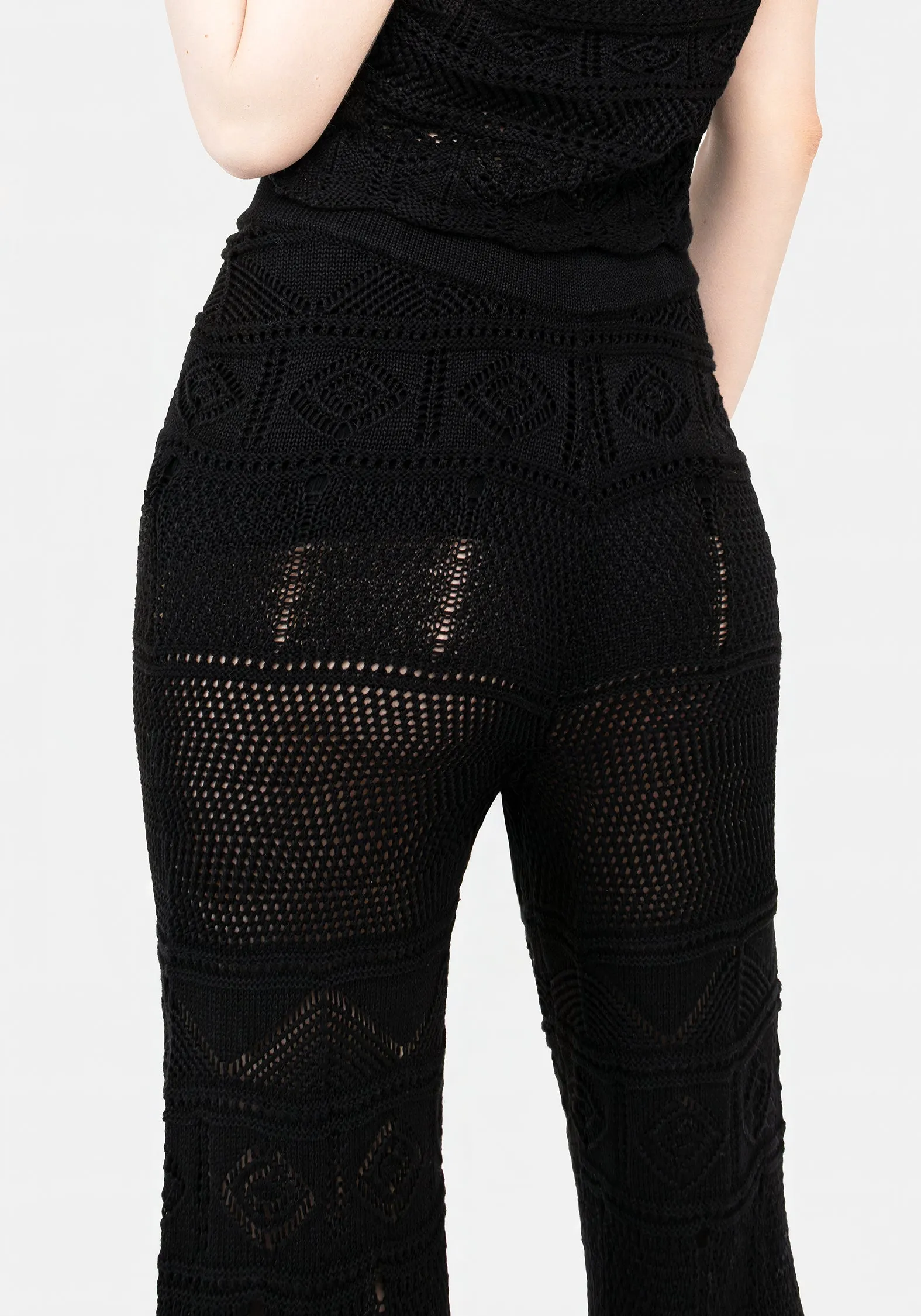 EcoFriendlyDye Hooked Pointelle Flare Trousers