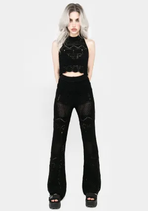Hooked Pointelle Flare Trousers Casual Office