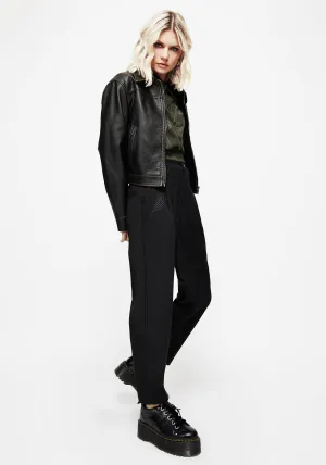 Marsilea Fern Embroidered Tapered Tailored Trousers HiddenPockets Non Restrictive Cut