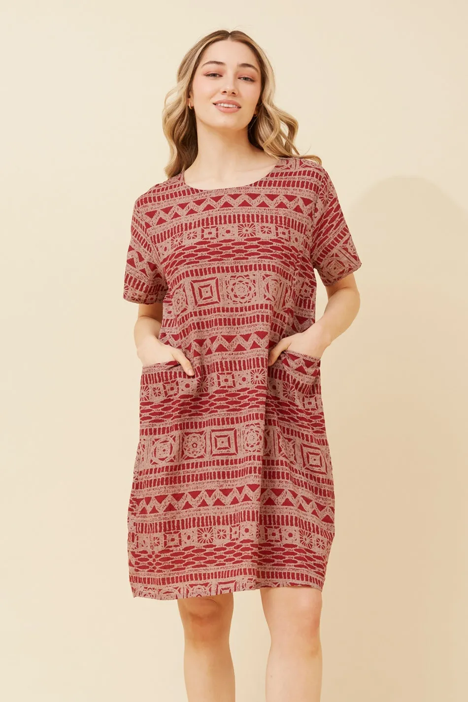 PreShrunkFabric VINE ABSTRACT PRINT SHIFT DRESS