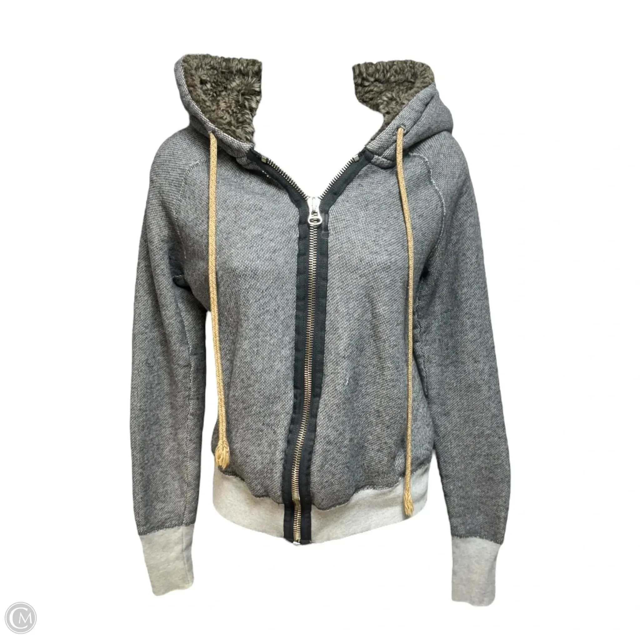 Smart Casual EcoFriendlyTextile Fur Lined Hood Sweatshirt Hoodie By Barneys Ny In Grey, Size: Xs