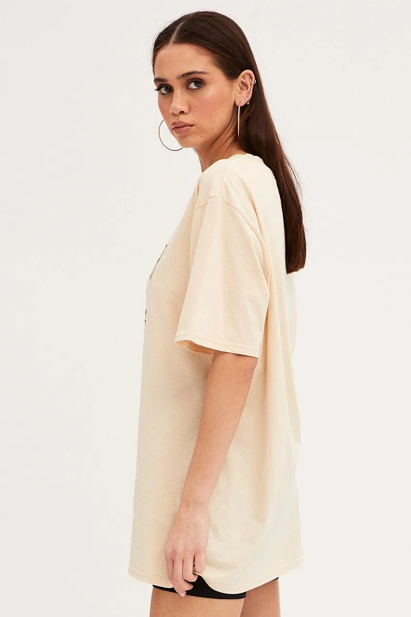 White Graphic T-Shirt Short Sleeve Oversized Vegan