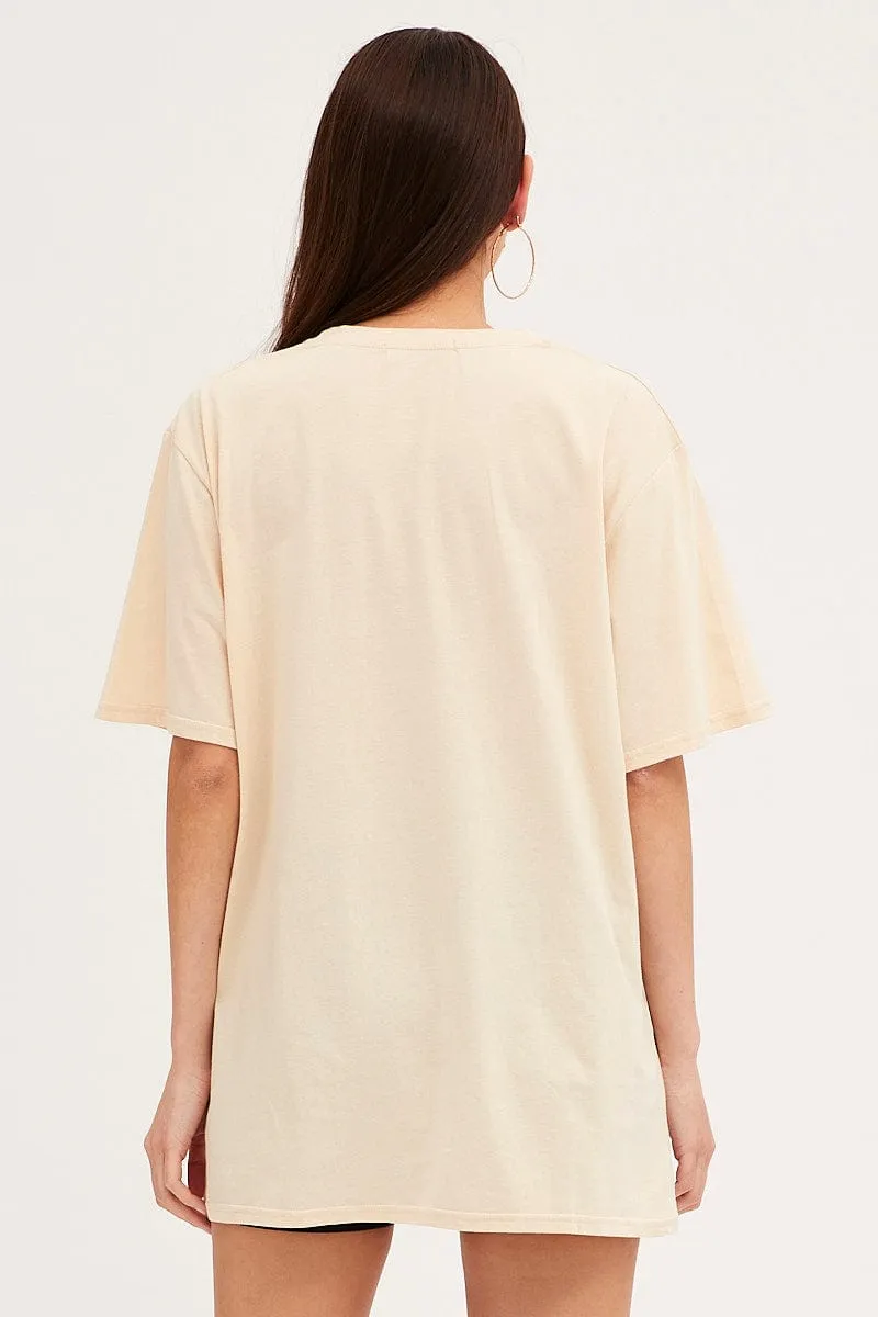 White Graphic T-Shirt Short Sleeve Oversized Breathable Material Comfy Pieces