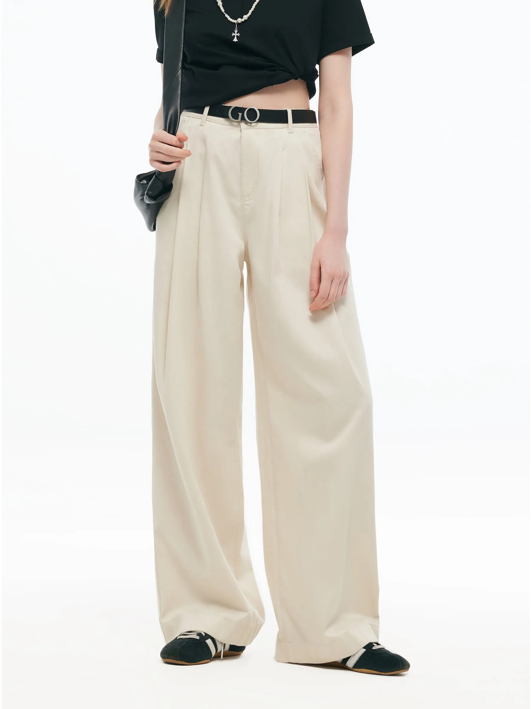 Tencel Blend Adjustable Waist Women Wide Leg Jeans Brunch Outfit Traveler Gear Anti Slip Waistband