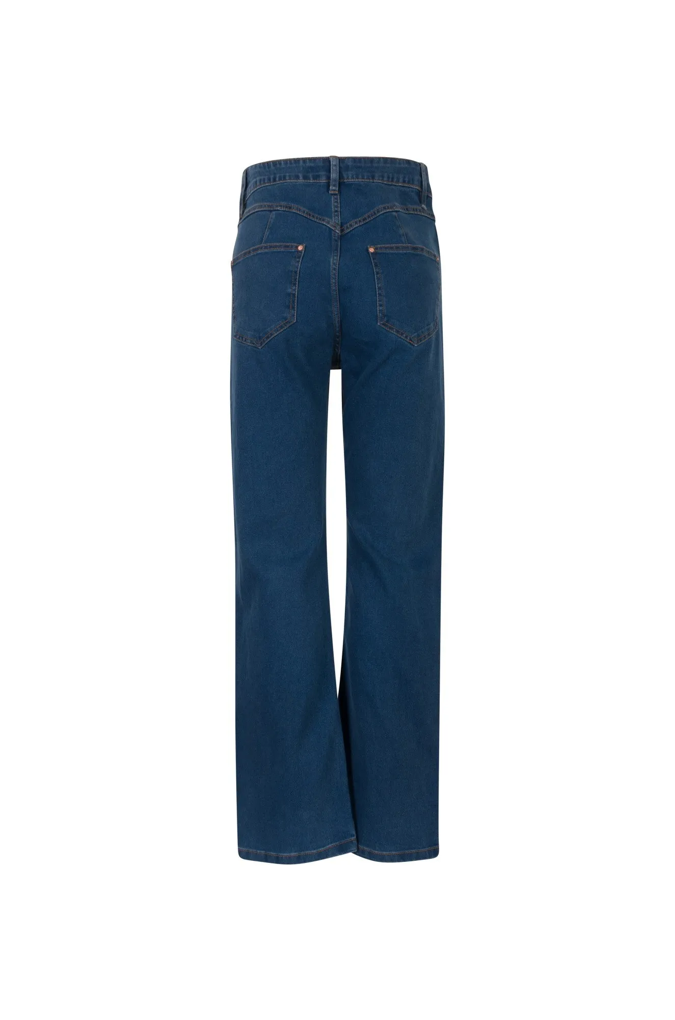 Affordable Outdoor Adventure Artist Vibe Wonder Denim Flare leg Jeans | MID INDIGO | 6608B1