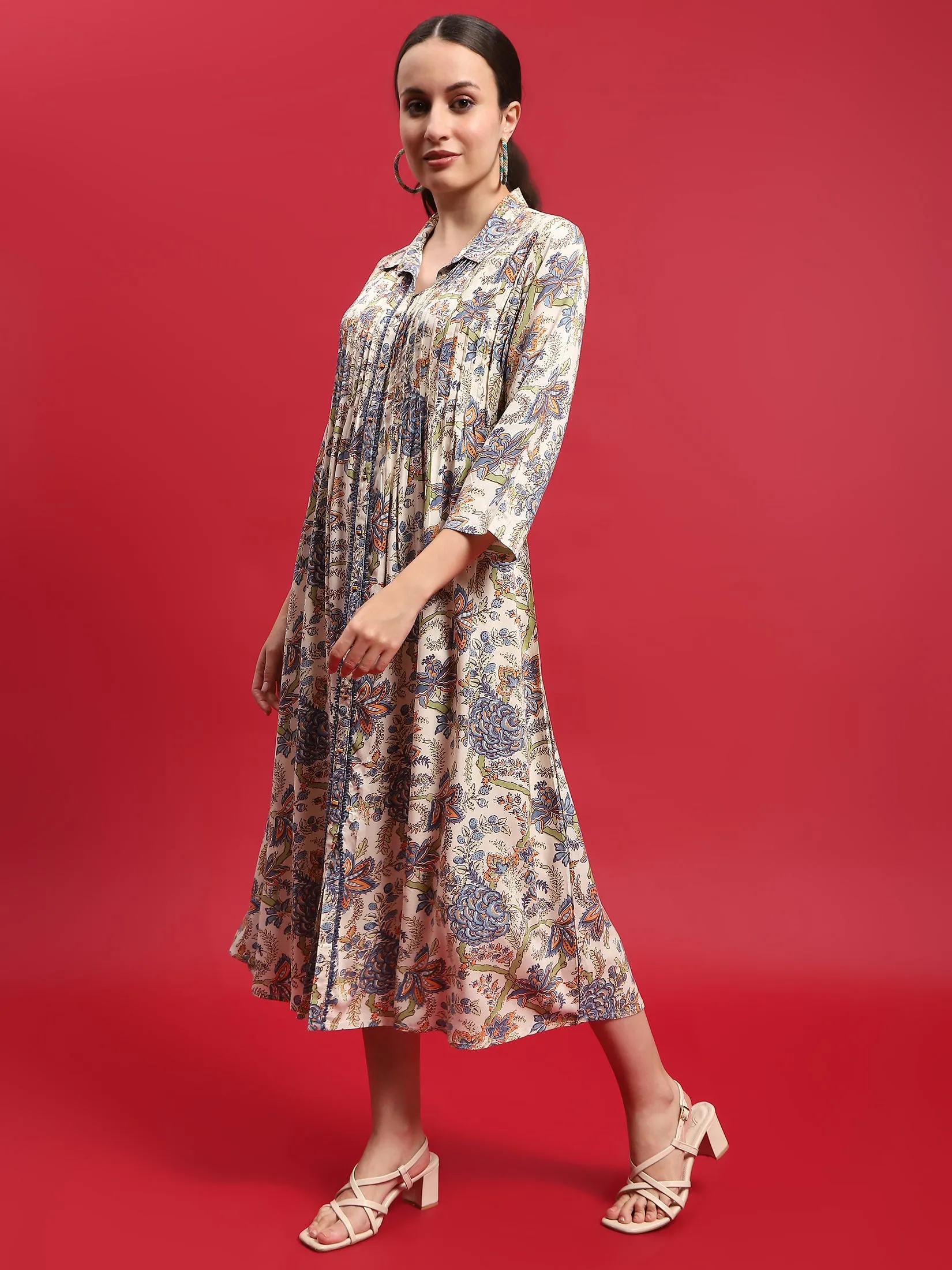 Women Liva (Rayon) Multicolor Floral Print Dress Fast Fit
