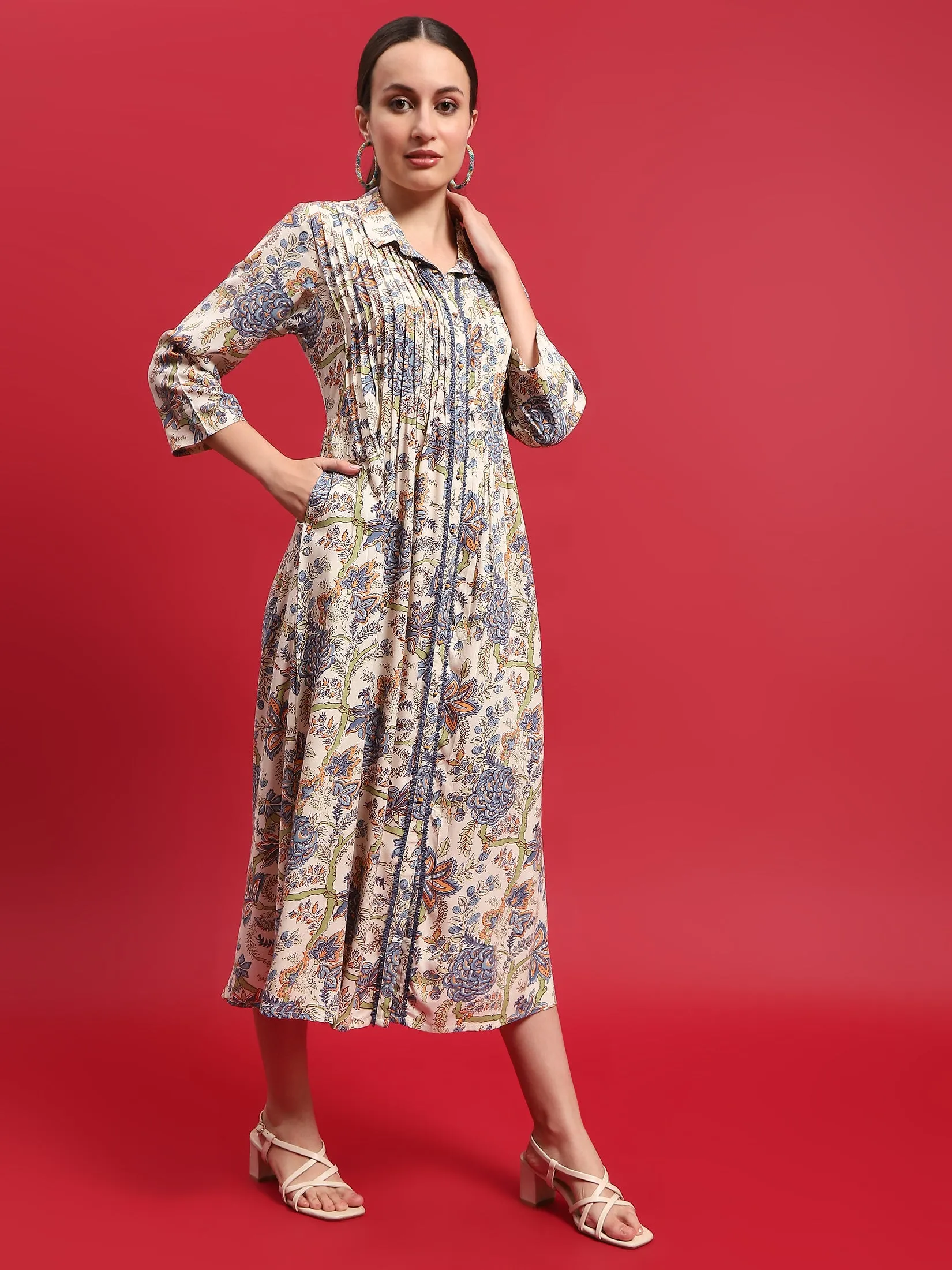 FrictionReducing Lining Women Liva (Rayon) Multicolor Floral Print Dress