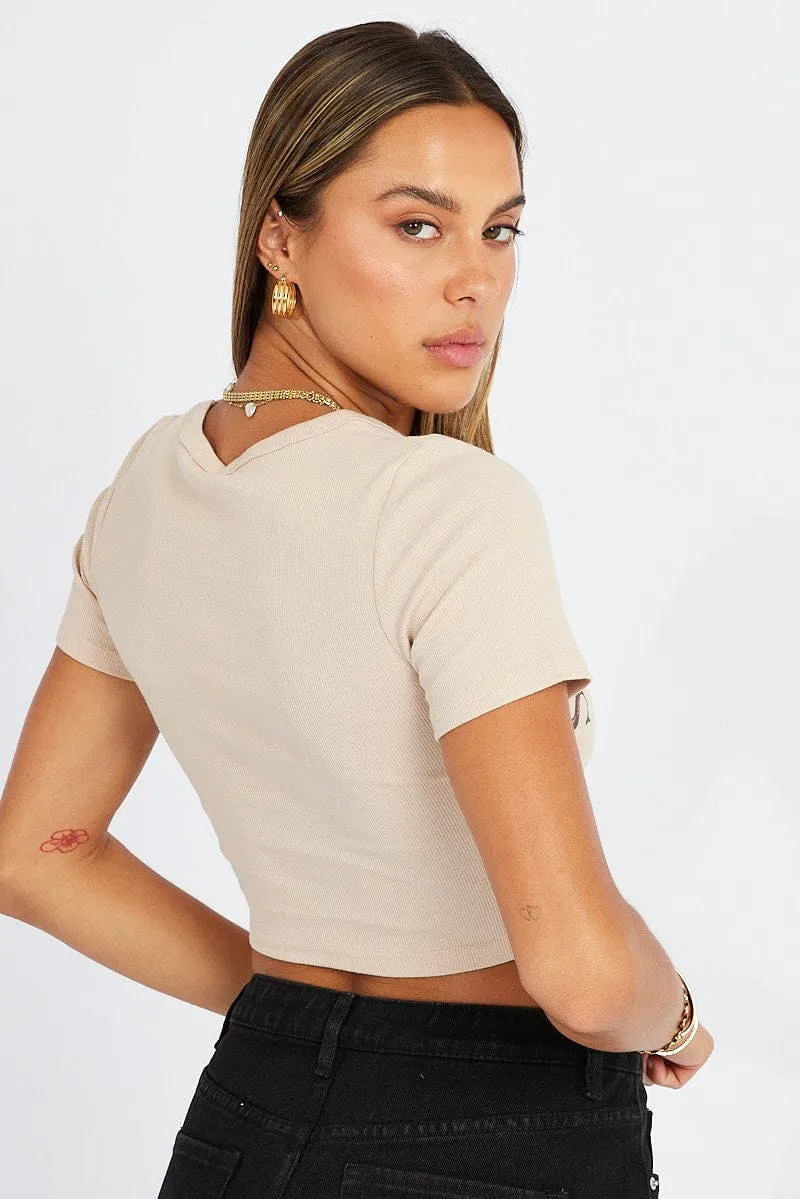 Holiday Outfit Style Beige Graphic Tee Cowboy Texas western Crop Baby T-shirt