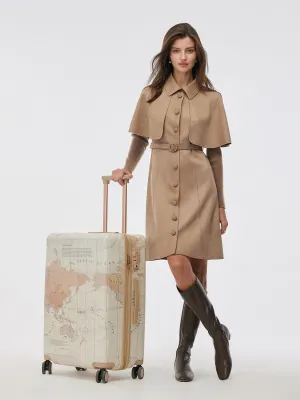Faux Suede Patchwork Mini Dress With Detachable Short Cape And Belt Party Beat Glow Edge
