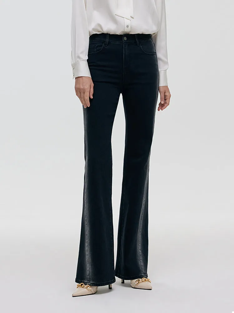 Mid-Rise Flared Women Jeans Youth Outfit Gym Ready Evening Stroll