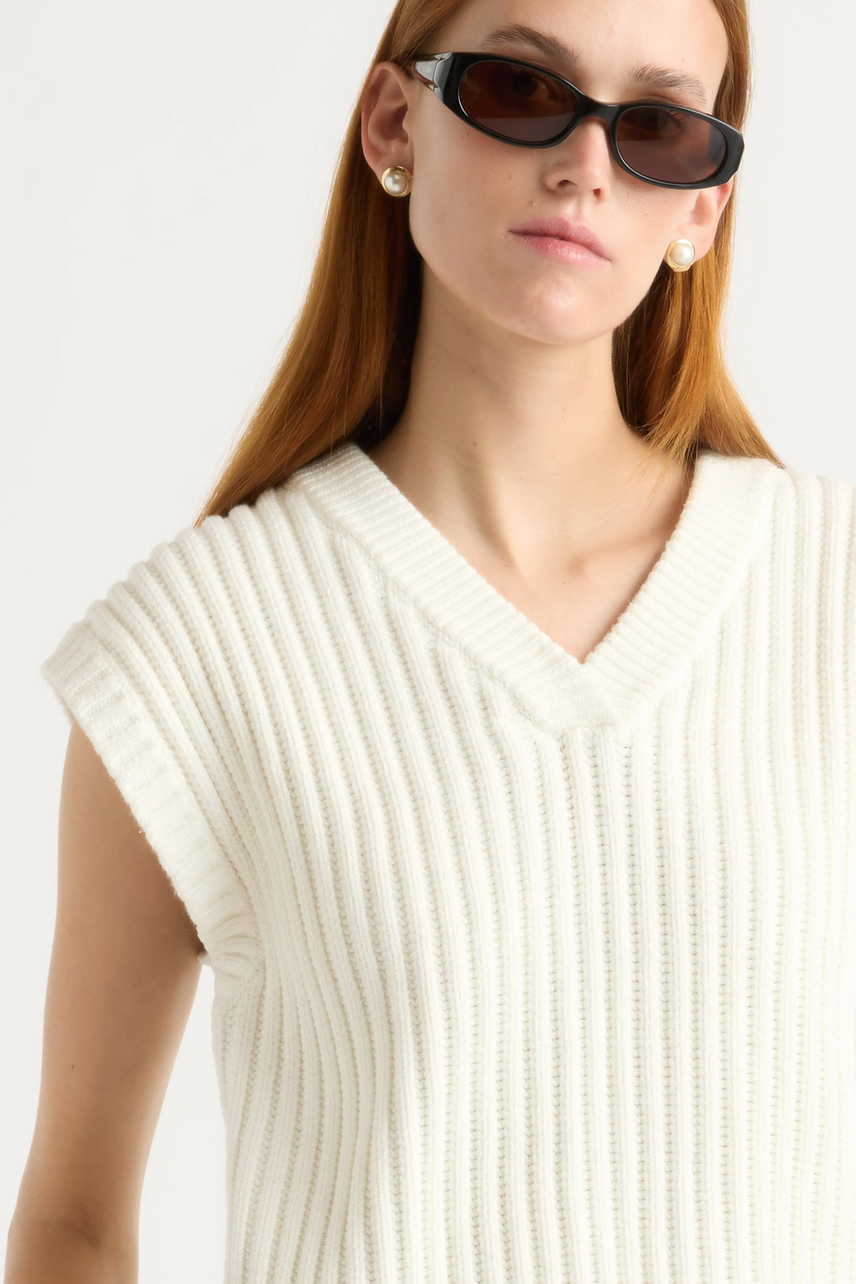 Subtle Texture Detail Nicola Organic Cotton Sweater Vest