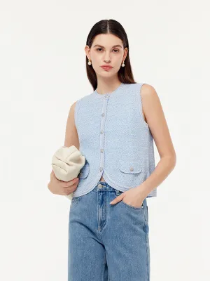 Water Resistant Single-Breasted Round Neck Women Knit Vest
