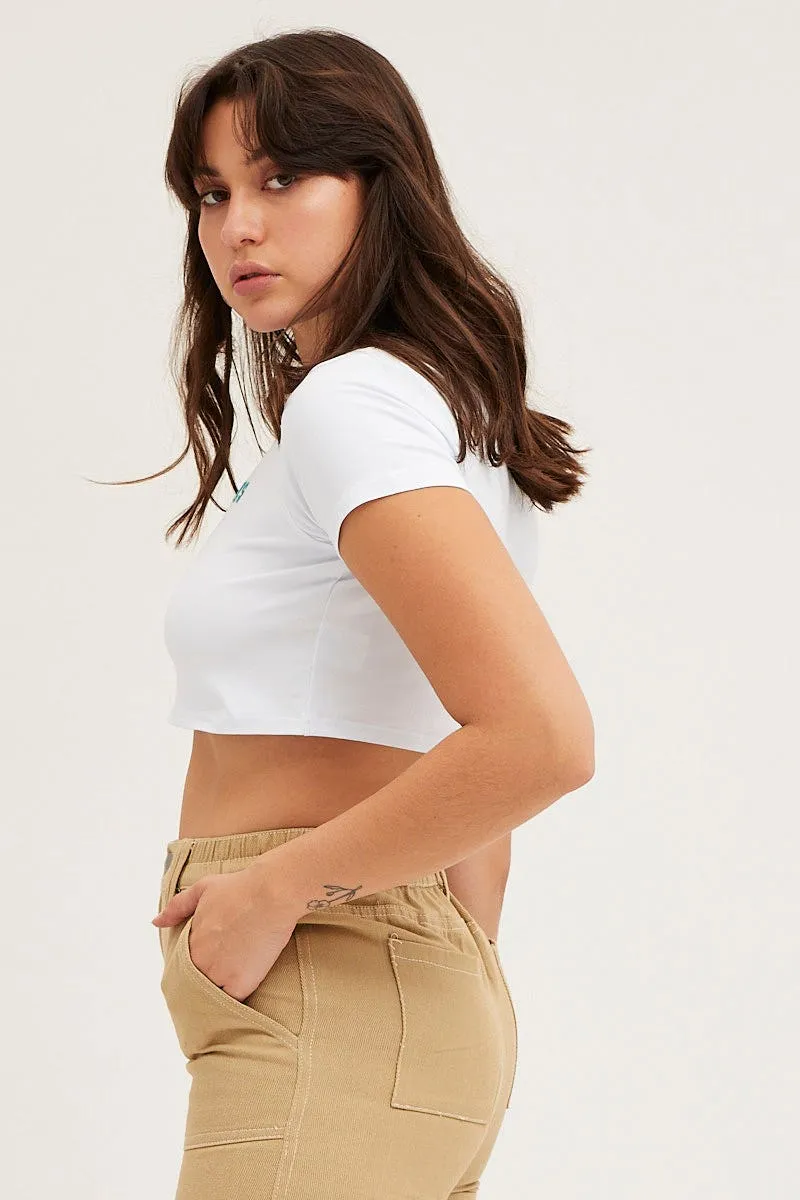 Seam Free Back Simple and Comfortable White Baby Tee