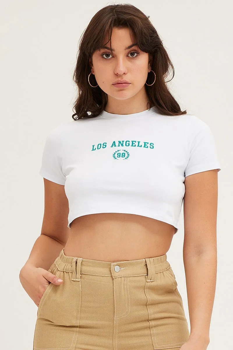 White Baby Tee Comfortable Weave Timeless Design