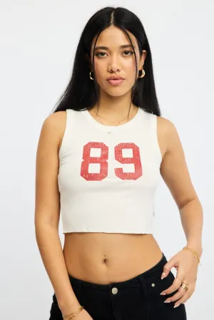 White Graphic Tank Sleeveless weekday wear UV Protection