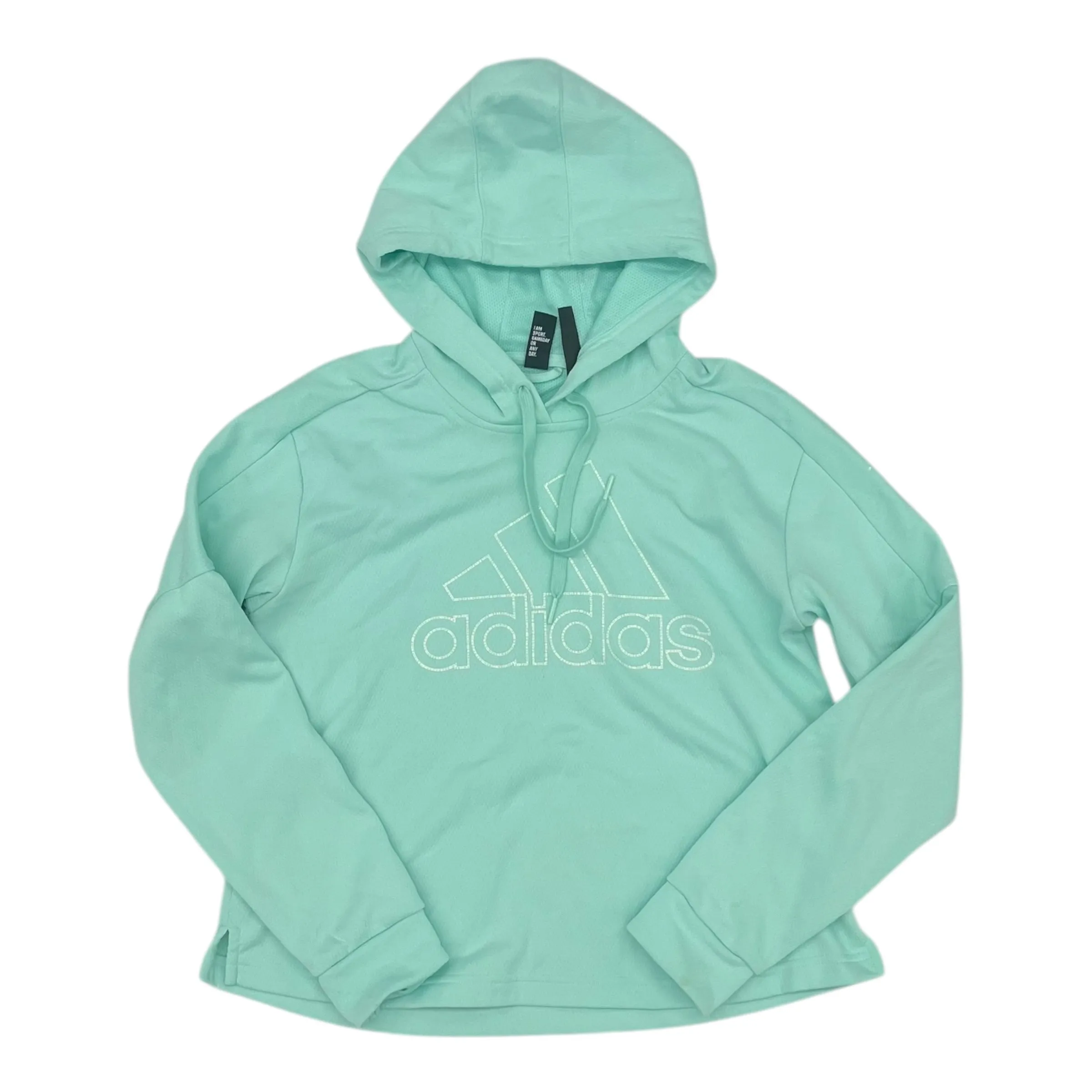 Athletic Sweatshirt Hoodie By Adidas In Aqua, Size:M Stylish Hat Easy Fit