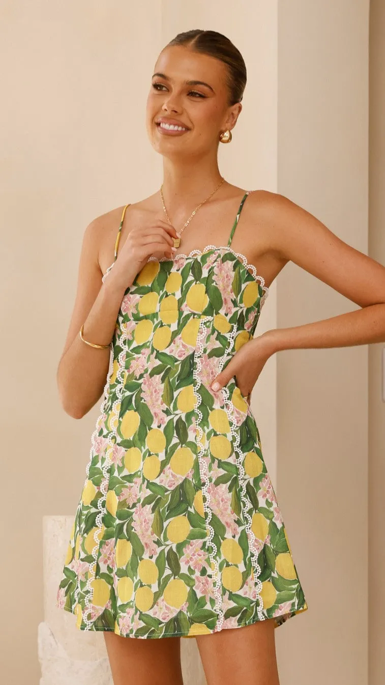Street Heat Cartia Mini Dress - Lemon Print