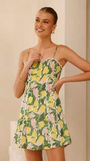 Street Heat Cartia Mini Dress - Lemon Print
