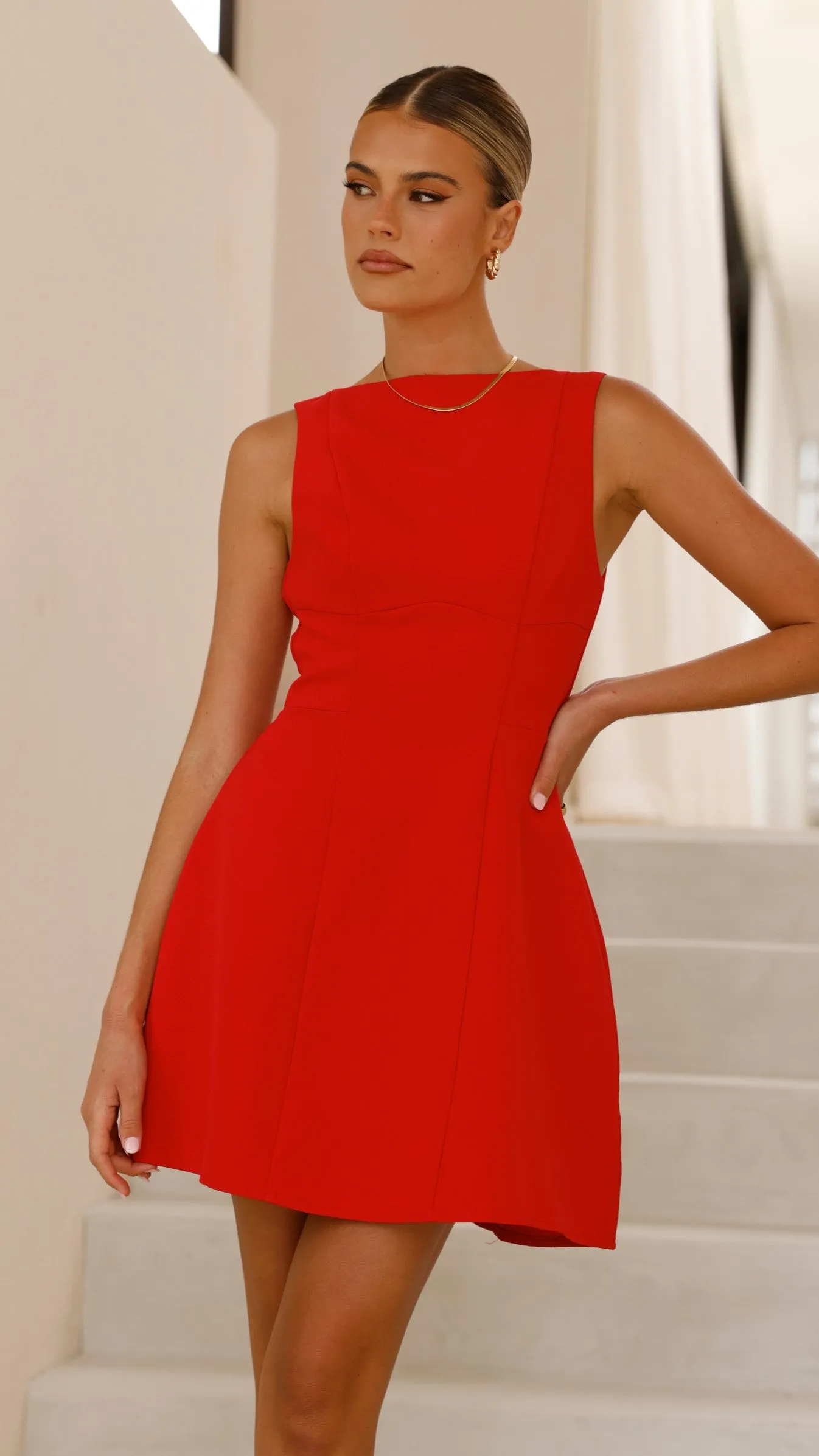 Rafiki Mini Dress - Red Elegant formal mini gown Hot Pop