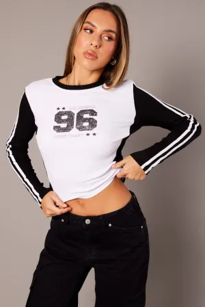 Everyday Look White Graphic Tee Long Sleeve