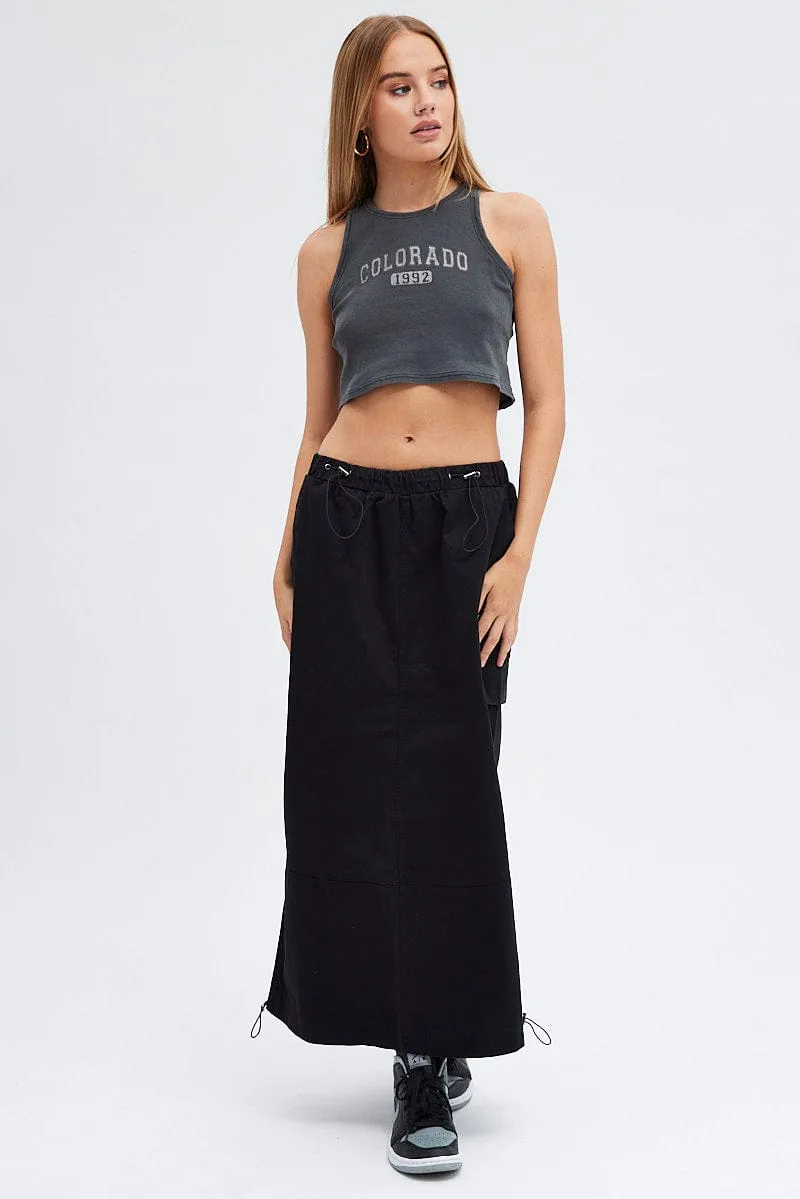 Reflective Safety Accents Flash Core Grey Graphic Crop Tee Sleeveless