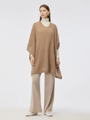 100% Cashmere Women Poncho Sweater Ethical Production Knitwear