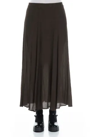Crinkled Forest Brown Silk Viscose Skirt Tie Dye Style Chic Mood