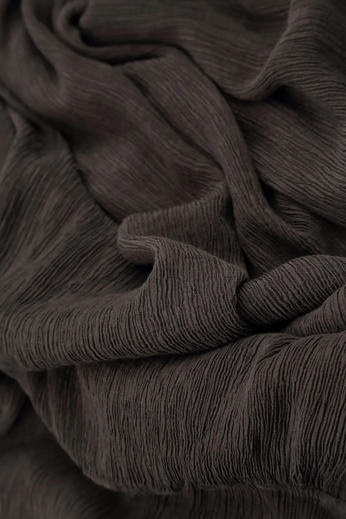 Summer Outfit Twist Knot Details Crinkled Forest Brown Silk Viscose Skirt