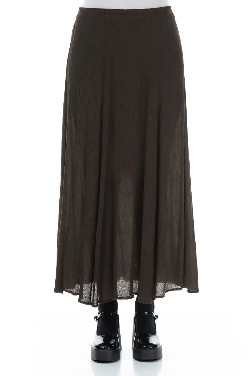 Crinkled Forest Brown Silk Viscose Skirt Tie Dye Style Chic Mood