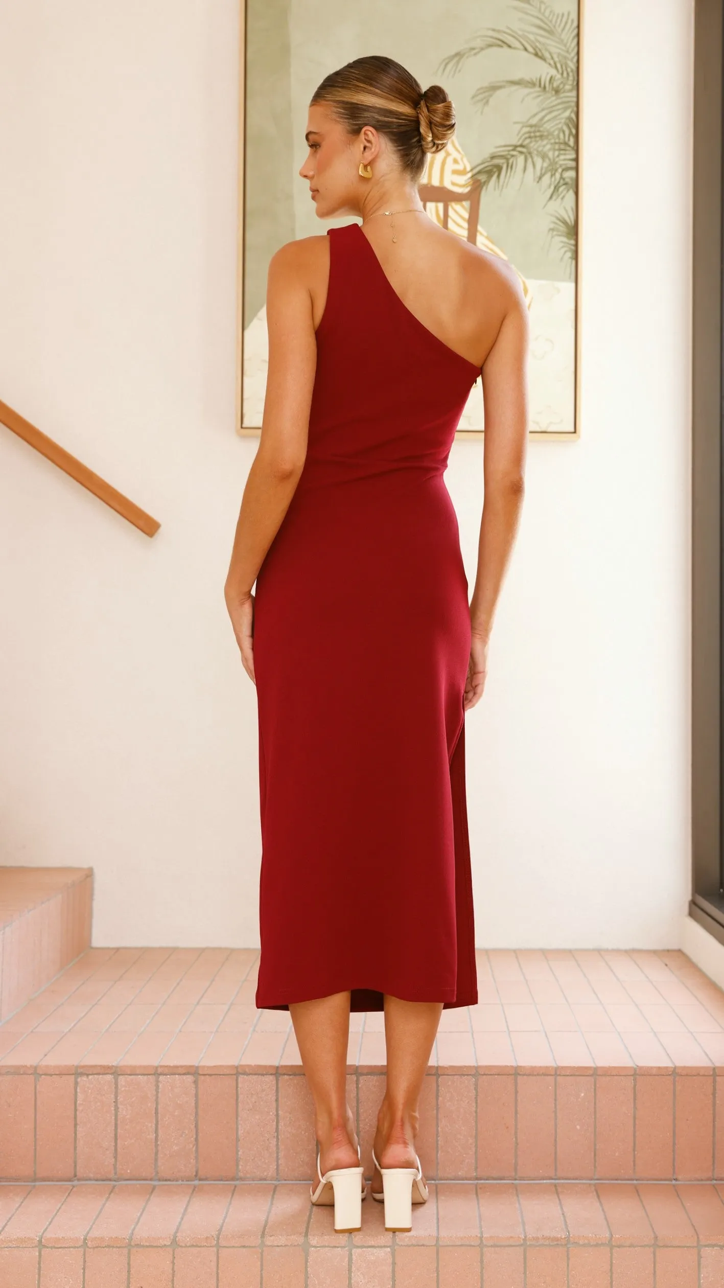 Alaina Midi Dress - Wine Machine washable Chic Vibes