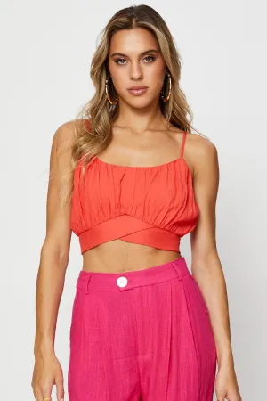 Red Singlet Sleeveless Crop Young Edge Fashion Footwear