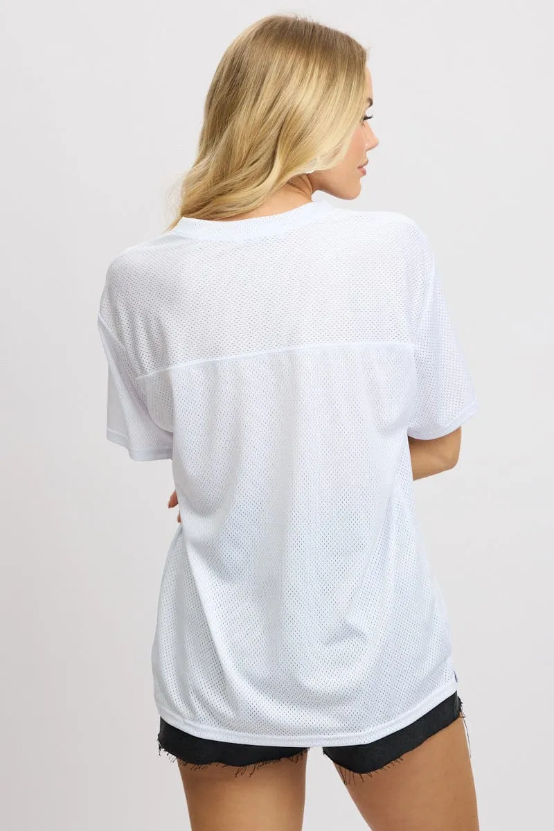 Retro nostalgia Long sleeved warmth White Sport Tee Short Sleeve