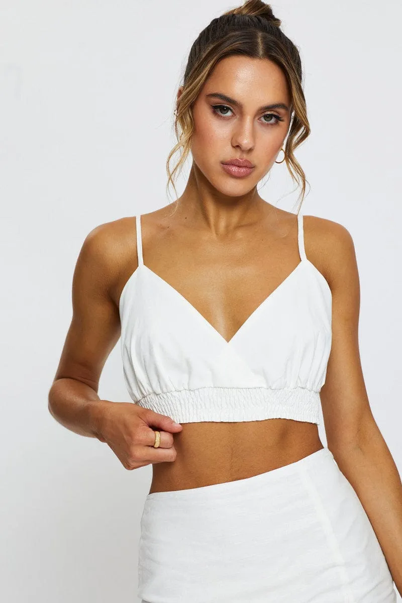White Singlet Top Crop Open Heart
