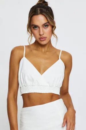 White Singlet Top Crop ElasticFree Move Fast