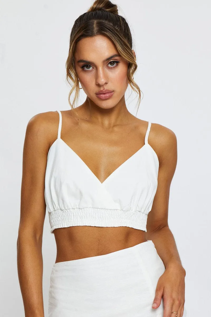 White Singlet Top Crop ElasticFree Move Fast