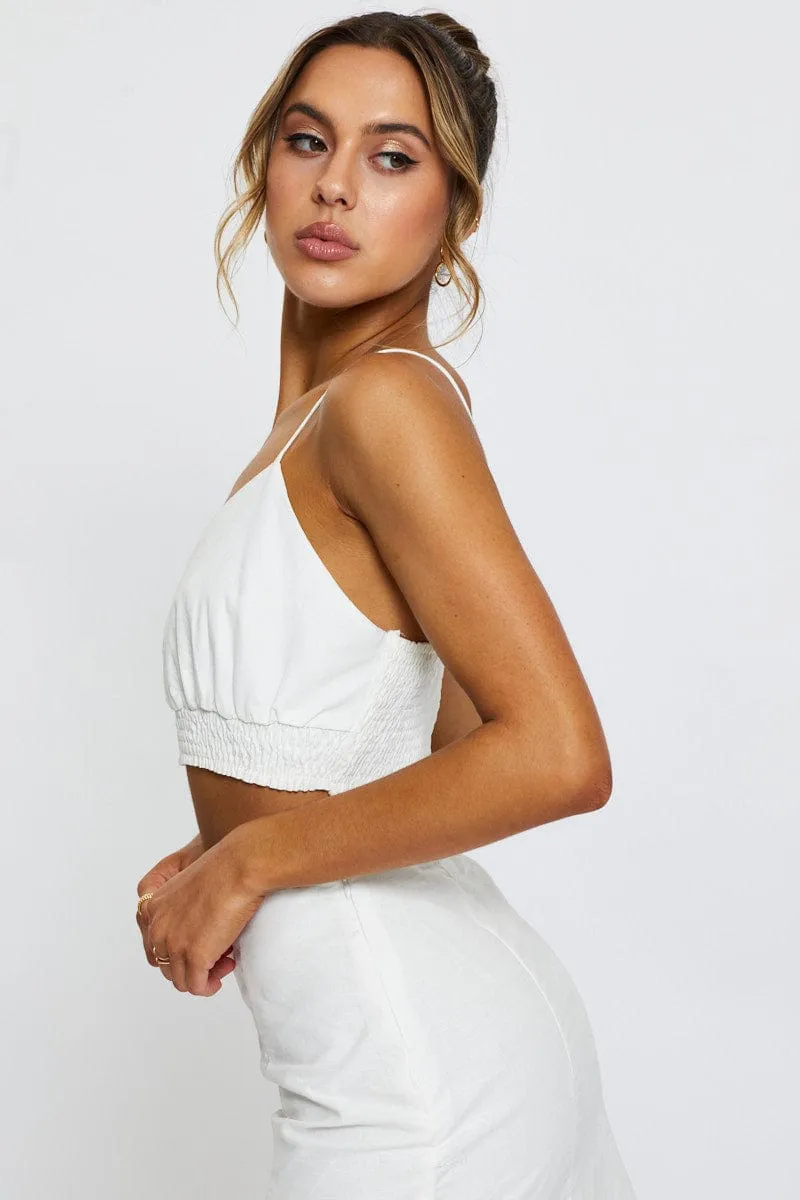 Cozy Sweatshirt White Singlet Top Crop