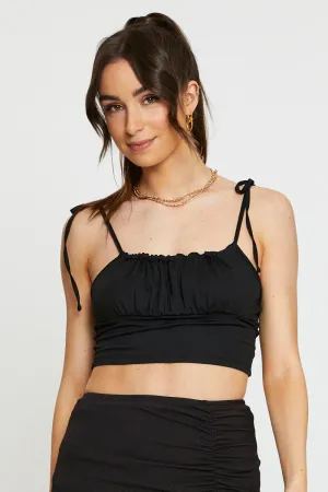 Black Tie Shoulder Top Cami Ski Core Teen Fresh