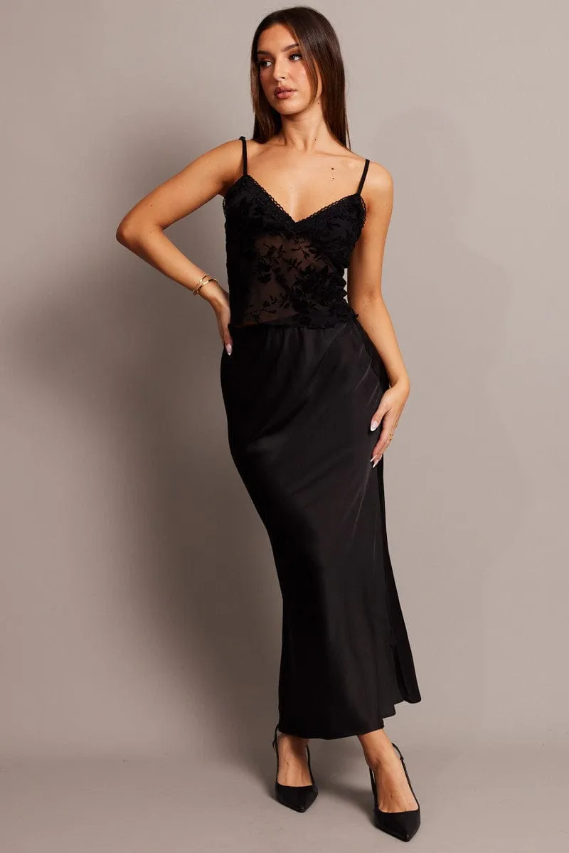 Youth Glow Black Burnout Singlet Top