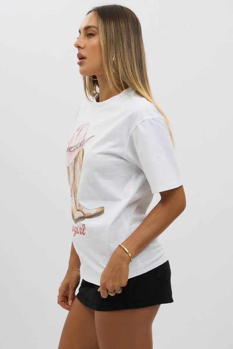 White Graphic Tee Short Sleeve NonIrritating Fabric Zero Waste Production