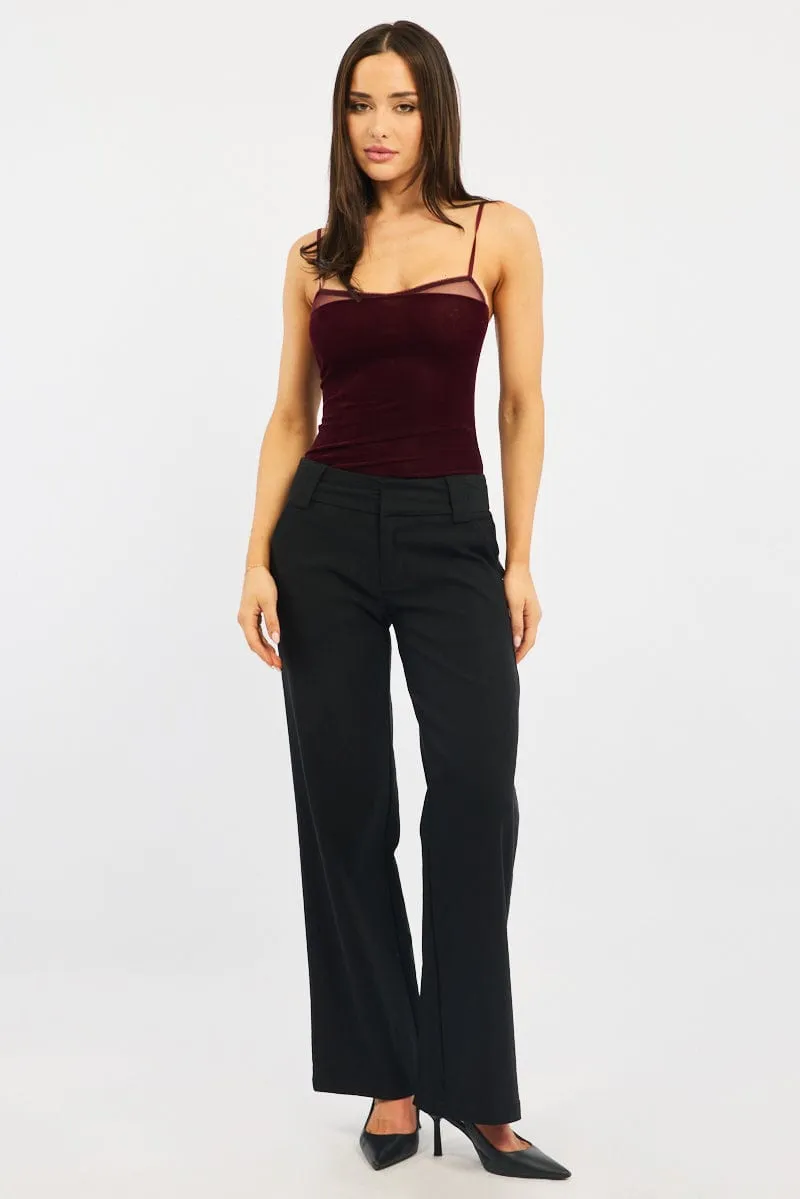 Water Soul Red Singlet Bodysuit Velvet