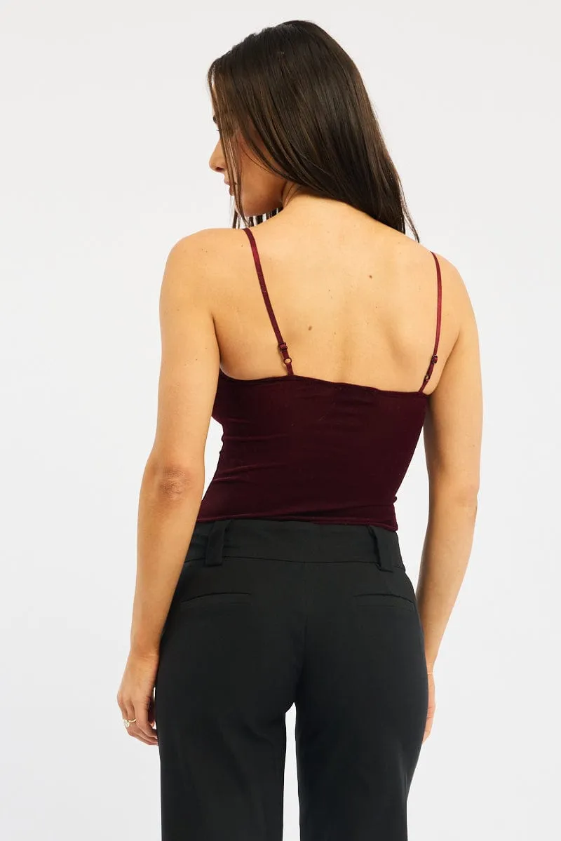 Red Singlet Bodysuit Velvet Heavy Outerwear SeamFreeEngineering