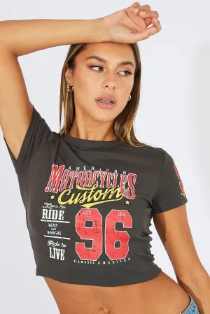 Light and Comfortable Trendy Apparel Grey Graphic Tee Short Sleeve