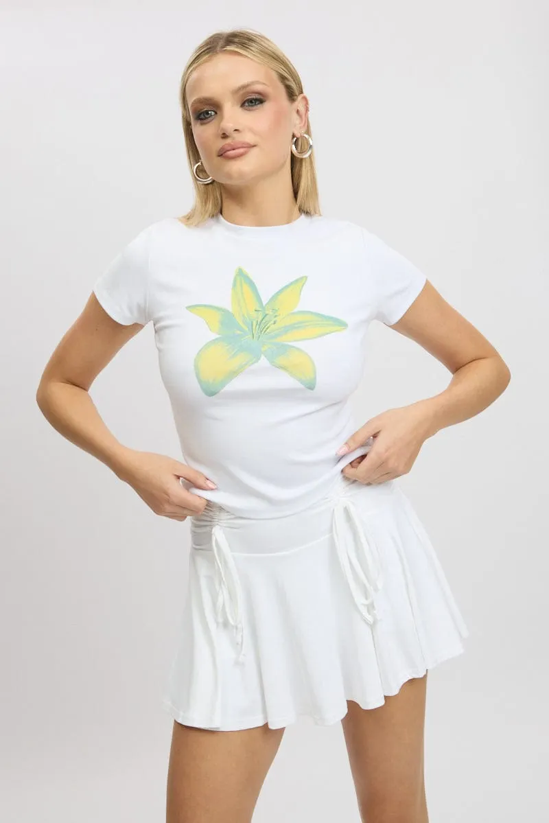 Festival wear Outdoor Smart White Graphic Tee Short Sleeve