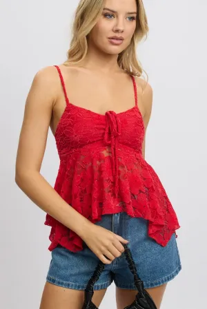 Red Singlet Top Lace Stage Soul