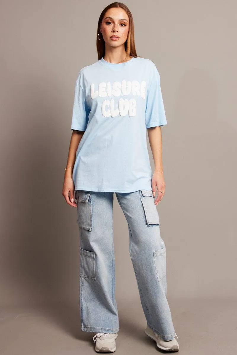 UltraLightweight Low Impact Dye Blue Graphic Tee Short Sleeve